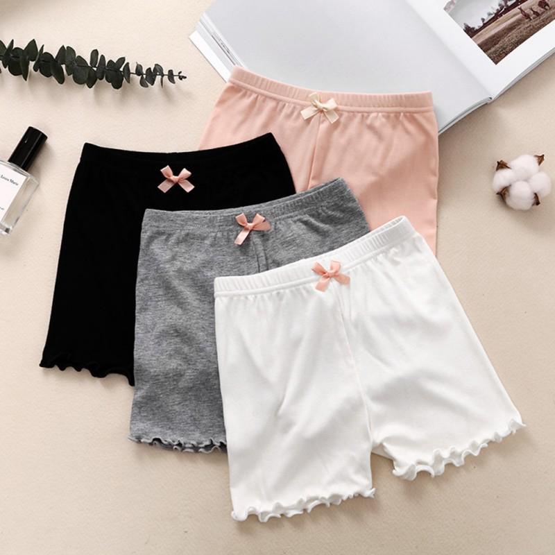 Children's Girls' Safety Pants Solid Color Cotton Bow Girls Anti-Walk Light panties 0