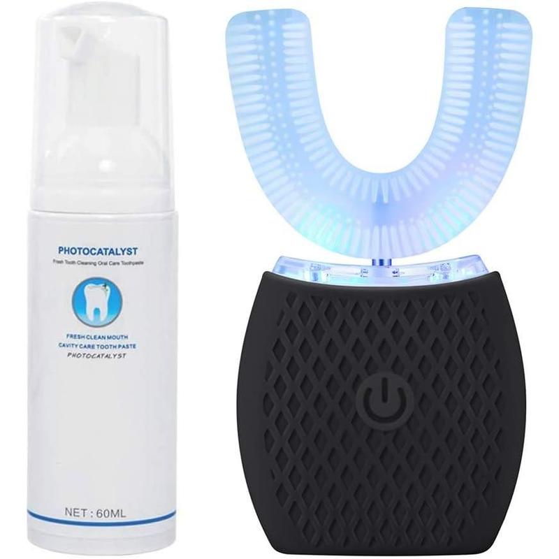 Bàn chải đánh răng siêu âm tự động, bàn chải đánh răng tự động dành cho người lớn, xoay 360 độ.° Bàn chải đánh răng điện siêu âm chống nước, có thể sạc lại, phù hợp để sử dụng tại nhà và khi đi du lịch (đen)