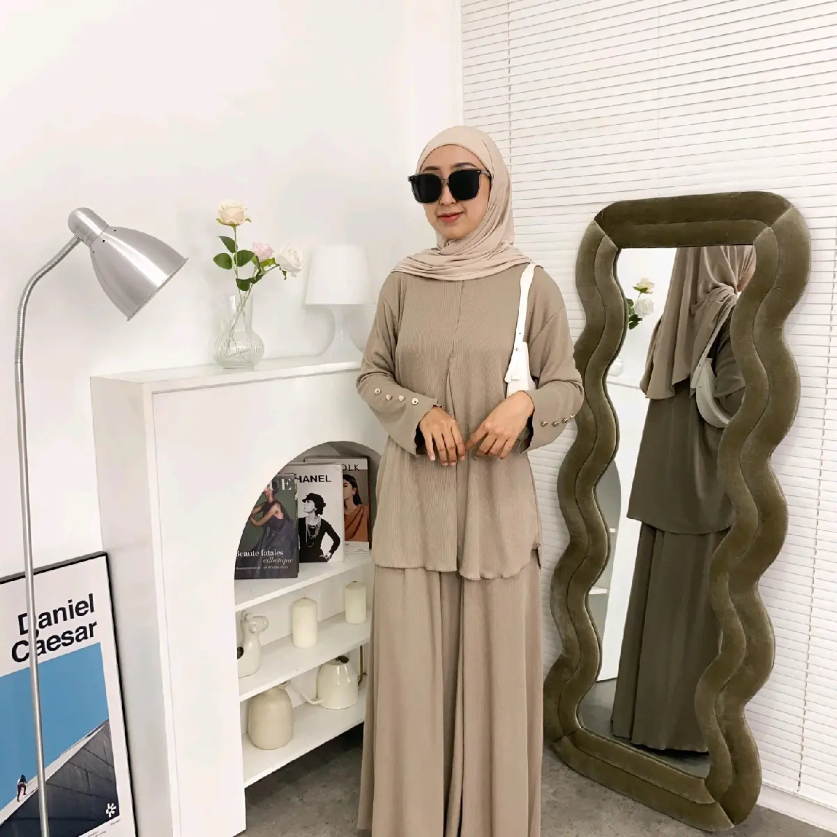 Yarra One set | Setelan Rok Wanita Melar Nyaman | Baju Set Rok Casual Variasi Kancing