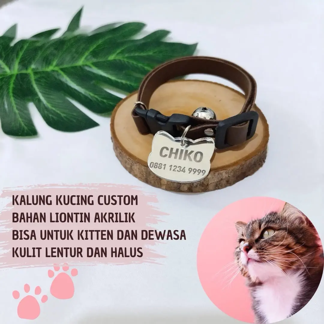 Kalung Kucing Custom Nama Free Lonceng Nyaring