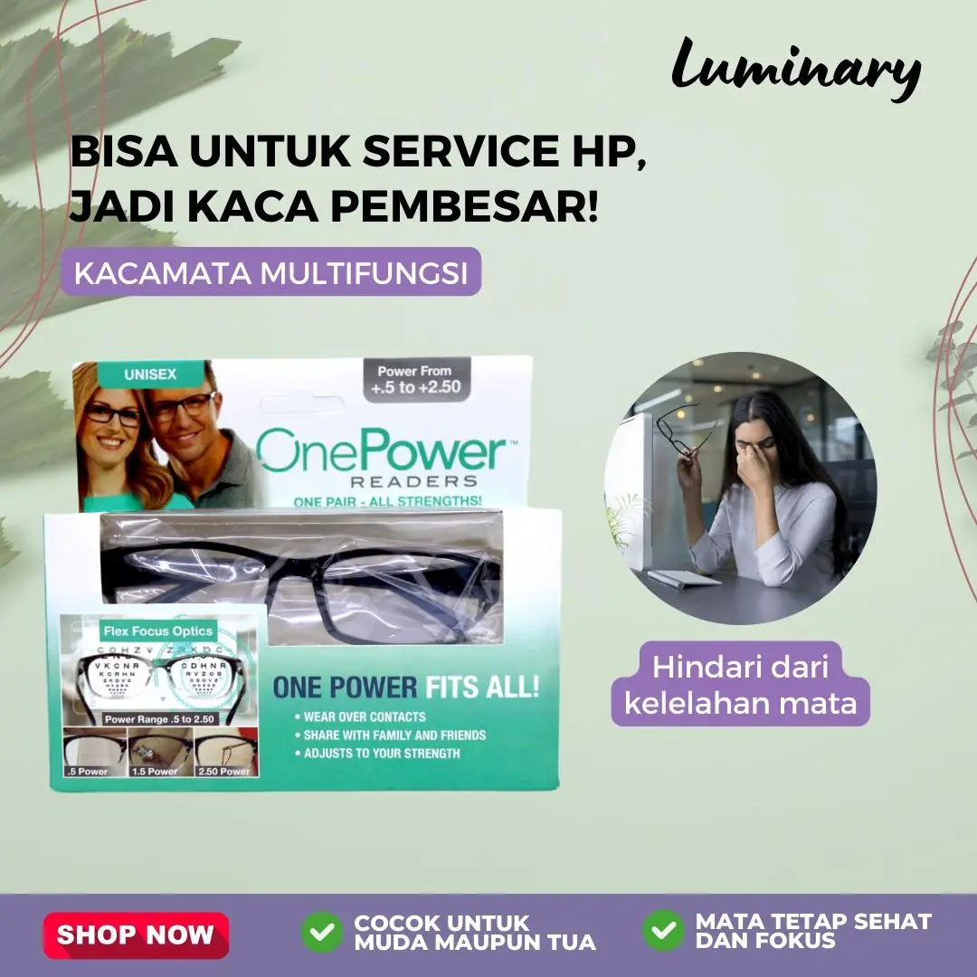 Kacamata Baca Plus Auto Focus ONE POWER READERS - Model Baru