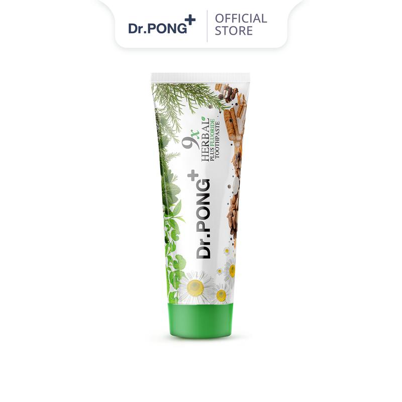 Kem đánh răng 9 loại thảo dược hỗ trợ giảm viêm lợi giảm hỗ trợ mùi hôi miệng Dr.PONG 9x herbal plus fluoride toothpaste 100g