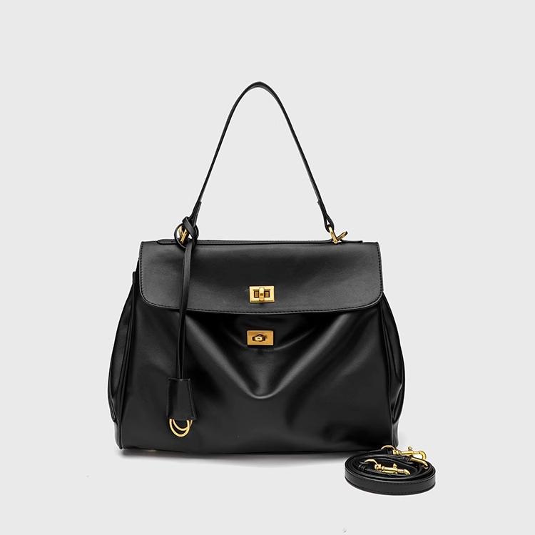 Túi Xách Tay, MB-9143 Mới, Túi Tote Sức Chứa Lớn, Thời Trang, Thích Hợp Đi Làm, Túi Đeo Chéo Một Bên Vai Dễ Phối Đồ Màu Đen