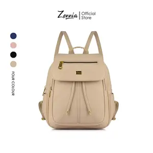 Zennia Sora Tas Ransel Wanita Kulit Korean Style Backpack Kerja Kuliah Fashion Elegan