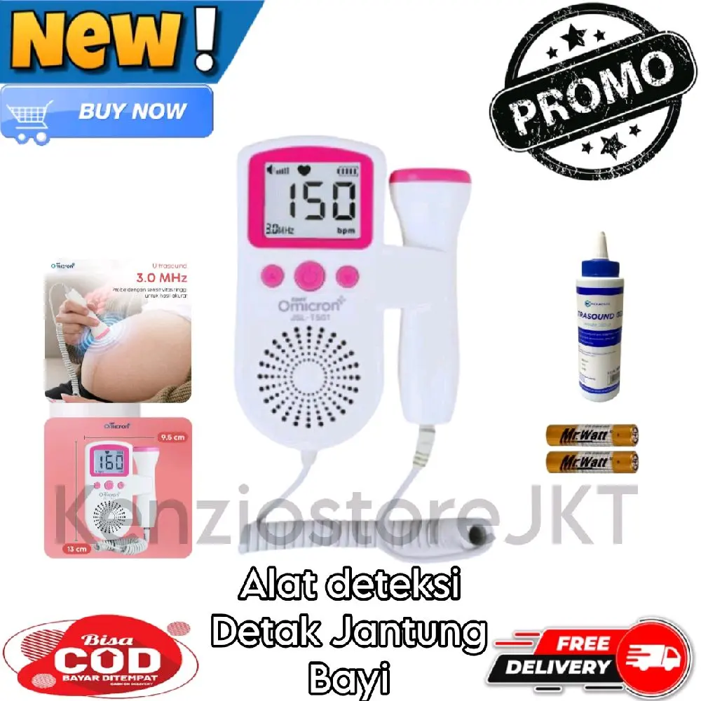 TaffOmicron Fetal Dopler - alat deteksi jantung bayi with GEL - JSL-T501u - SKU 7CHR2FWH