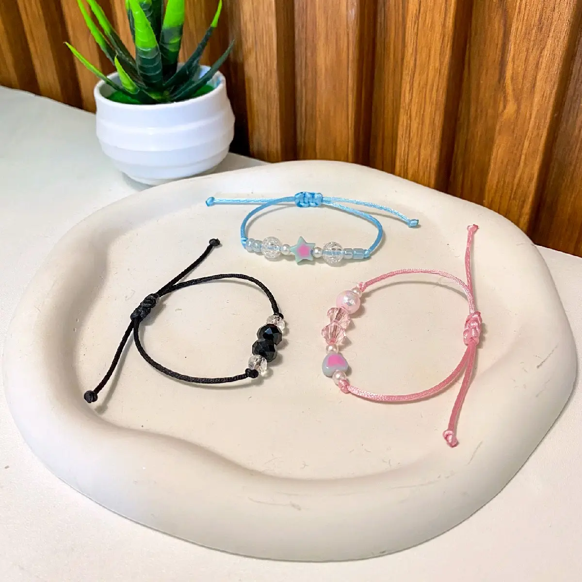 Gelang Manik Tali Satin 1 mm Model Serut Korean Beads Bracelet Satuan Mote Warna Warni