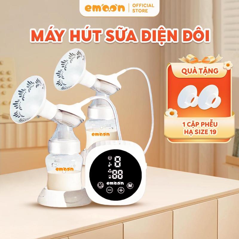 Máy Hút Sữa Điện Đôi EMOON Có Phễu Silicon Cao Cấp Giúp Hút Kiệt Nhẹ Nhàng,…