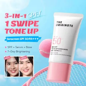 The Originote Bright Tone Up Sunscreen SPF 50 PA+++ - Bundling 2pcs Sunscreen Tone Up Ringan | Mencerahkan