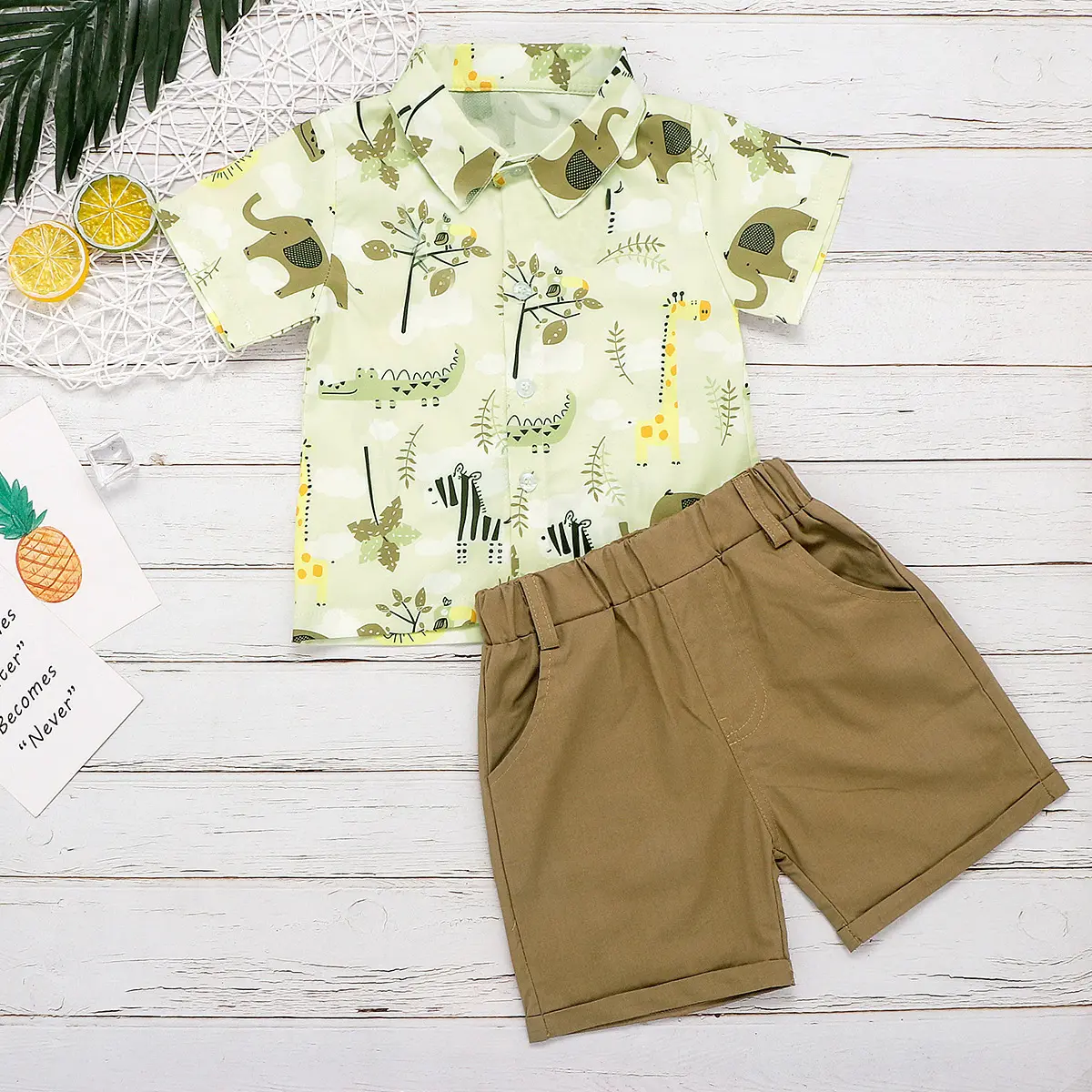0-5 years old children's short sleeved set Summer new boys' cartoon shirt casual shorts two-piece set Baby Cute Clothes