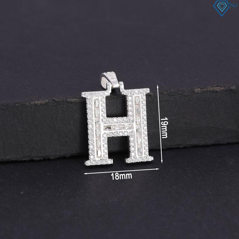 Dây chuyền chữ cái bạc cho nam bản nhỏ theo tên đính đá DCA0186 - Trang Sức TNJ