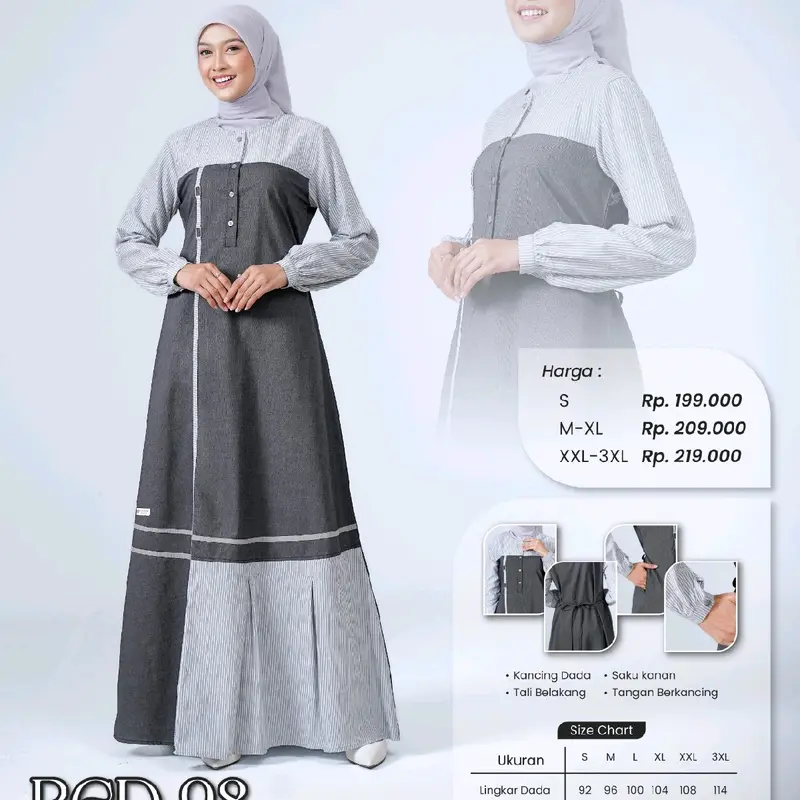 gamis rauna terbaru rgd 98 denim hitam dan corak gamis couple 4