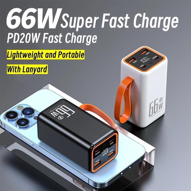 powerbank ip  60000mAh ori 66W Super Fast Charging dengan LED Display dan 3 Port Keluaran USB  4 Hitam Charger Powerbank Jam Plastik Putih lightning usb 3.0 power bank 60000 original 9