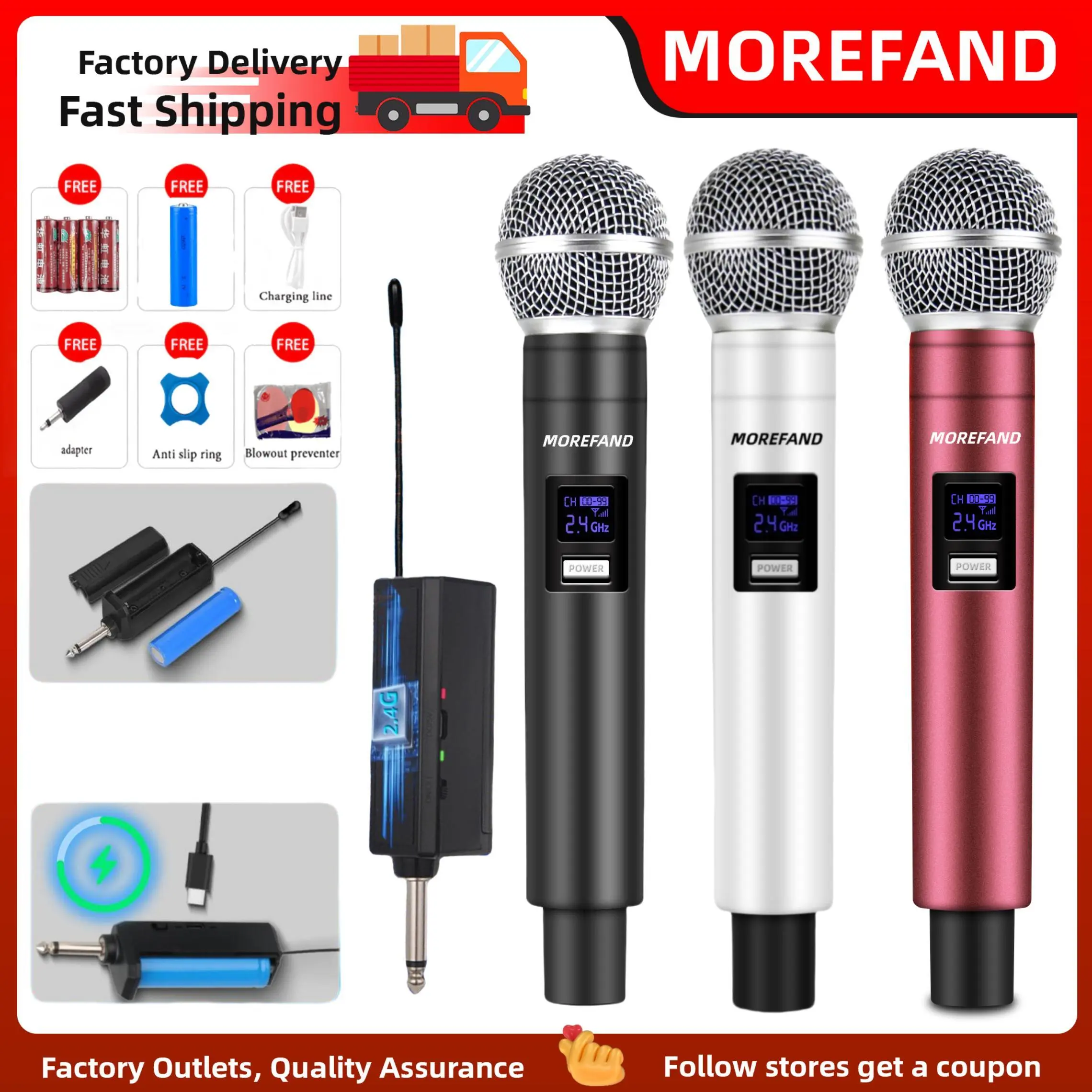 Mikrofon Profesional Wireless MKF 01 Tanpa Kabel UHF Handheld dengan Audio Amplifier dan Proteksi Smartphone - Laptop Microphone Mic Handphone mick  araoke karaoke  set dirumah alat karaoke full set receiver  mic Komputer