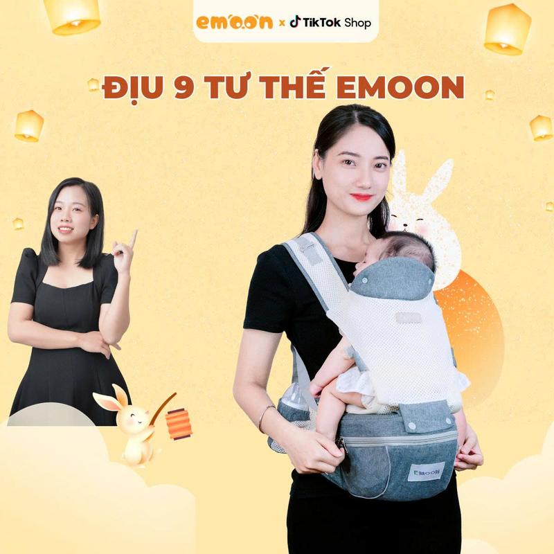   DEAL ĐỘC QUYỀN MẸ MỘC  Địu Ngồi Trợ Lực EMOON Có 9 Tư Thế Gọn Nhẹ Cho Bé Sơ Sinh Từ 0-3 Tuổi Bề Mặt Vải Mềm Mại Cao Cấp Địu Cõng Em Bé địu trợ lực Emoon 