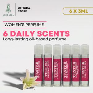 [ 6-IN-1 DAILY SCENT ] AROMA DE GREENIKA 6 Days Scents Trial Pack Premium Long Lasting Women's Perfume For Her Fragrance Cologne for Women Original Body Cologne Scent Body Spray Women Perfume Eau De Parfum EDP Scent Spray Pefume