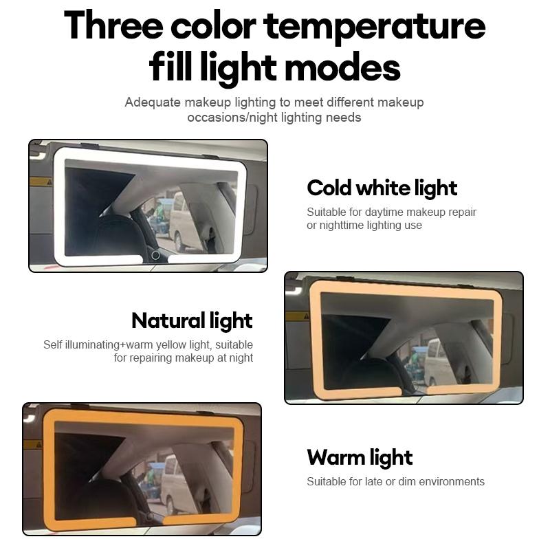 Cermin Rias LED Portabel untuk Visor Mobil dengan 3 Pilihan Cahaya Sensor Sentuh & Perlindungan Mata - Cermin Aluminium Jernih & Lampu LED Lembut Cermin Rias LED Portabel untuk Visor Mobil dengan 3 Pilihan Cahaya Sensor Sentuh & Perlindungan Mata - Cermin Aluminium Jernih & Lampu LED Lembut