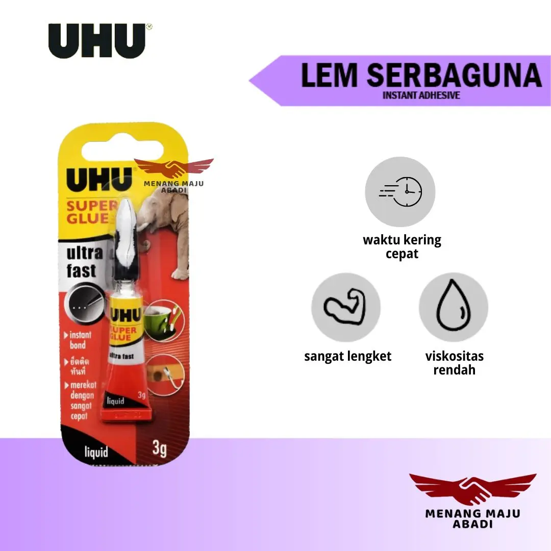 UHU Super Glue 3gr Lem super kuat serbaguna