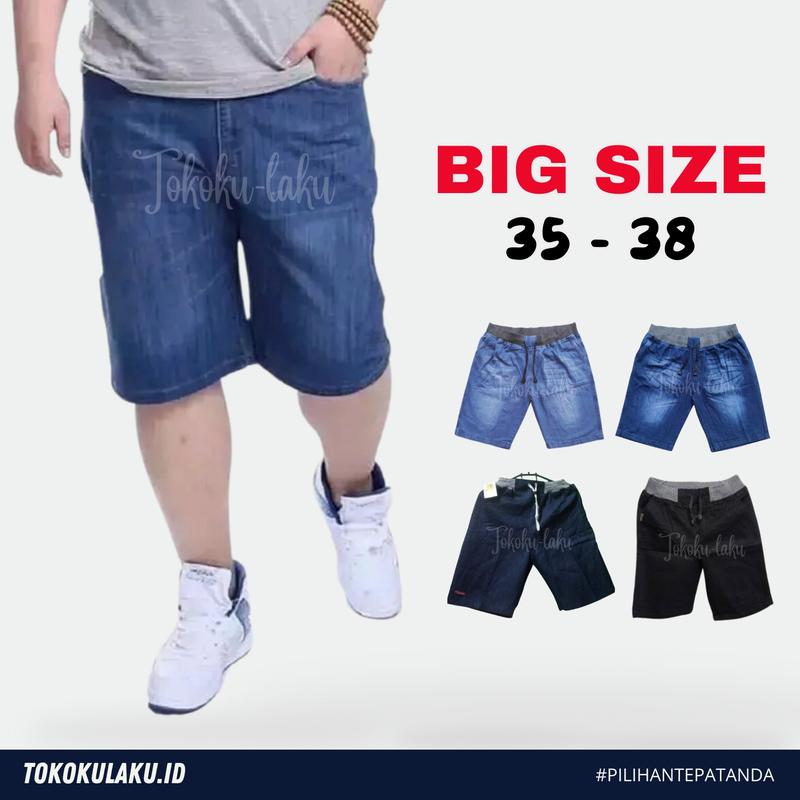 Celana Pendek Jeans Pria Big Size XXXL – 3PCS 100RB | Kolor Karet Tali | Model Distro Keren & Nyaman 9