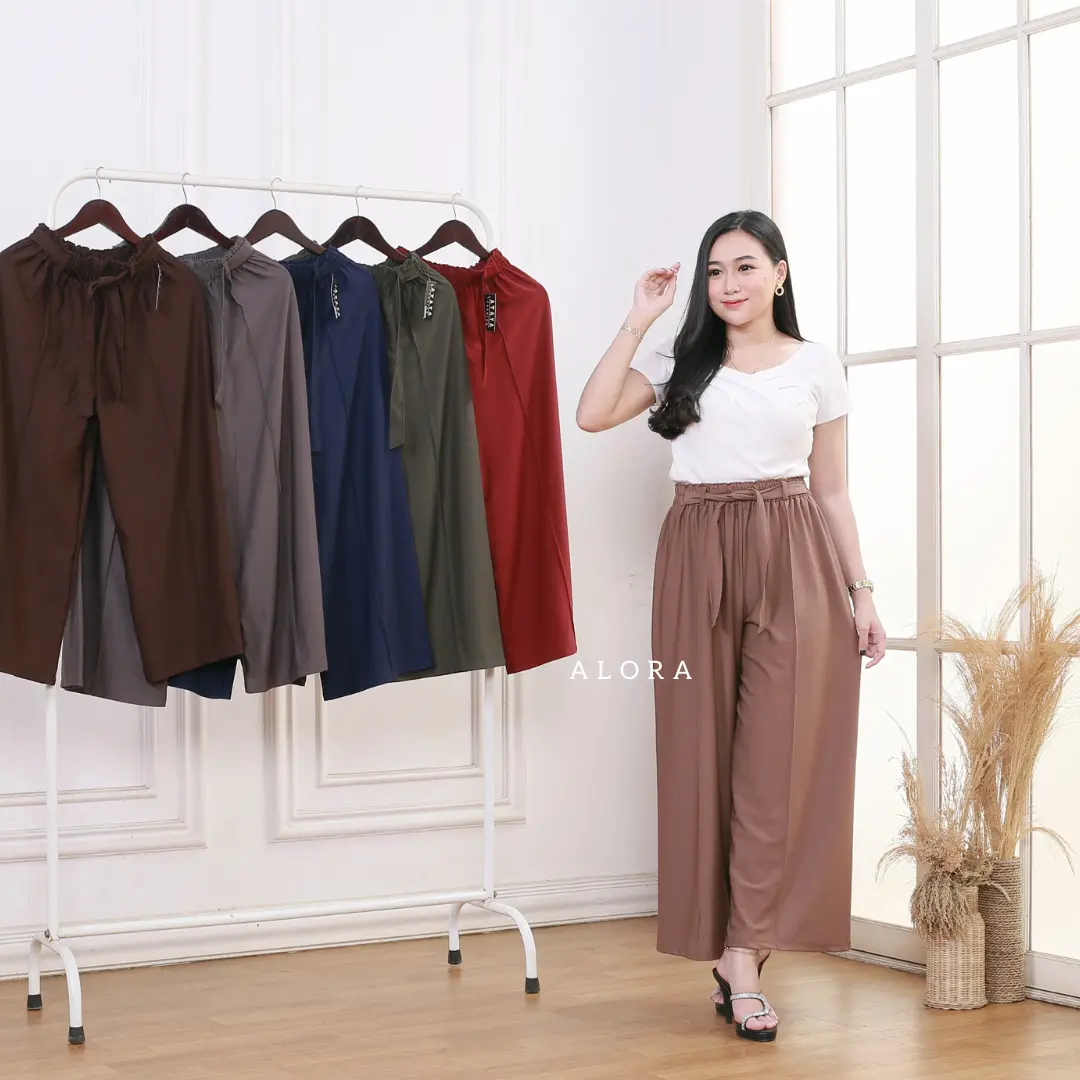ALORA- KULOT MOUMBLE PREMIUM Bawahan Celana Panjang Wanita Kain Melar