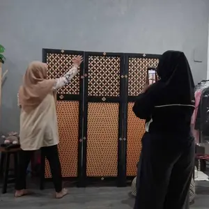 Sekat Ruangan Rotan Sintetis 3 Panel