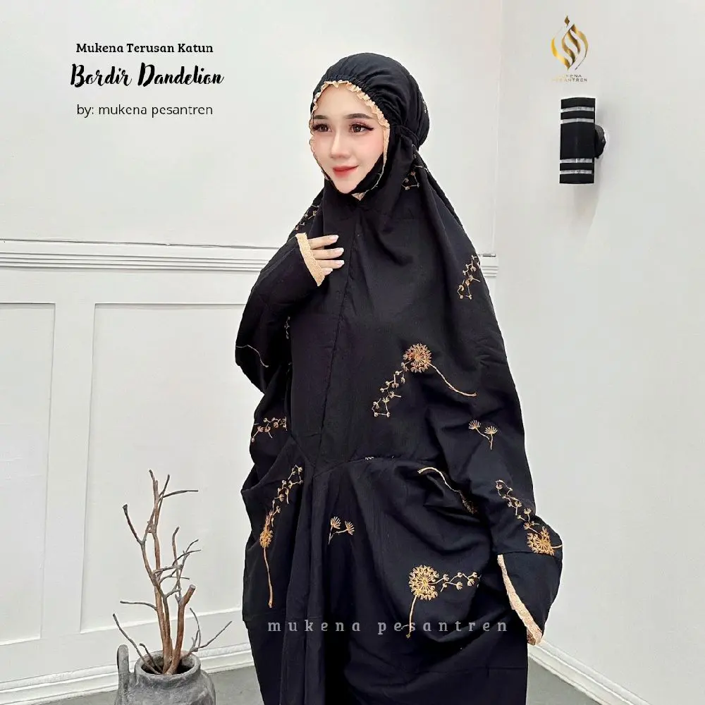 (PRODUSEN MUKENA) Mukena Terusan Dandelion Kain Warna Katun Micro mukena   santri mukena  menutup dagu mukena  terusan mewah premium