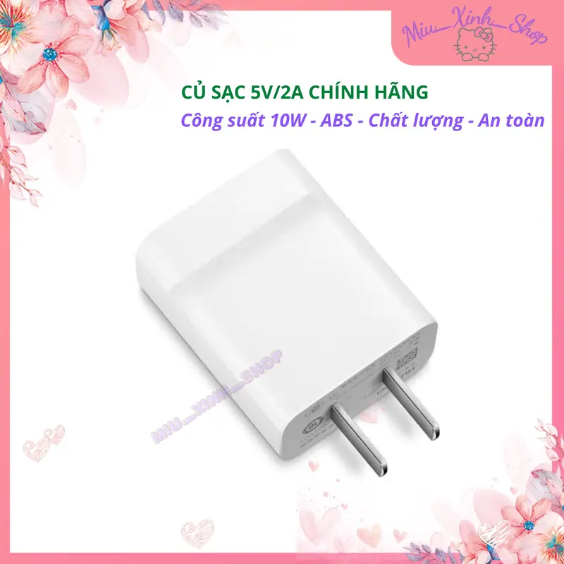 Củ sạc Cốc sạc 5V/2A Chính hãng cho Peripage A6, Q7, A9 pro, A9s max, A40, Poooli L1, L2, Paperang P1, P2, P2s, Xdobo X5, X7, X8 II, X8 III, Wake 1983, Luxe, Hero 1999, Sodlk T21, T29, TX11 0