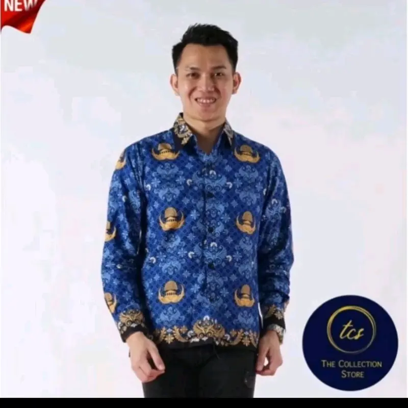 Seragam Korpri Terbaru 2023 Pria dan Wanita Lapis Furing Kerah Hitam Katun 40s Atasan Batik Baju Panjang Motif 2