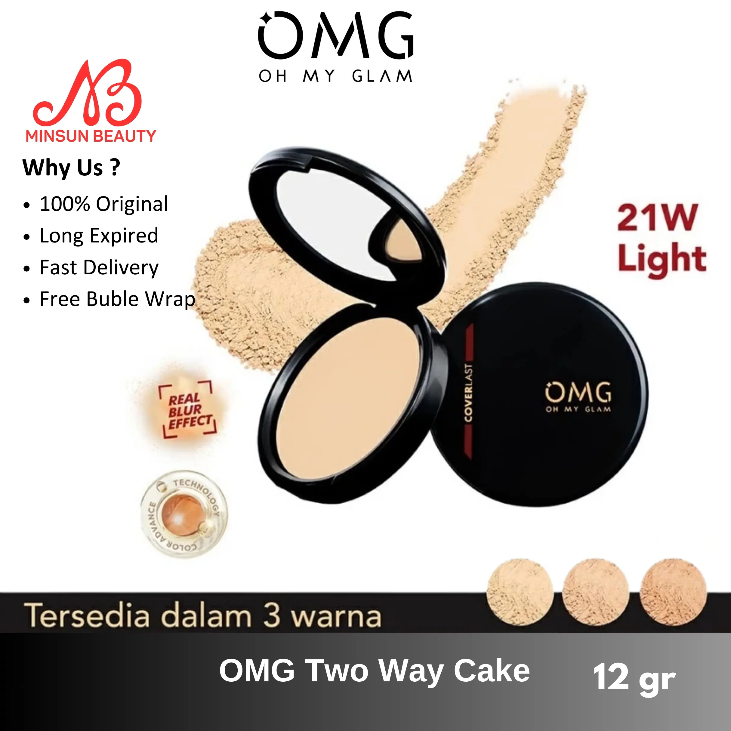 OMG Oh My Glam Coverlast Two Way Cake Waterproof Powder SPF 20 PA++ 12g