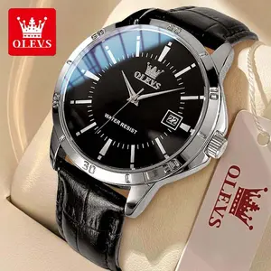 OLEVS Jam Tangan Pria Original Anti Air Tahan Murah Digital Analog Fashion Kulit Fashion Luxury Watch Men Cod Kaca