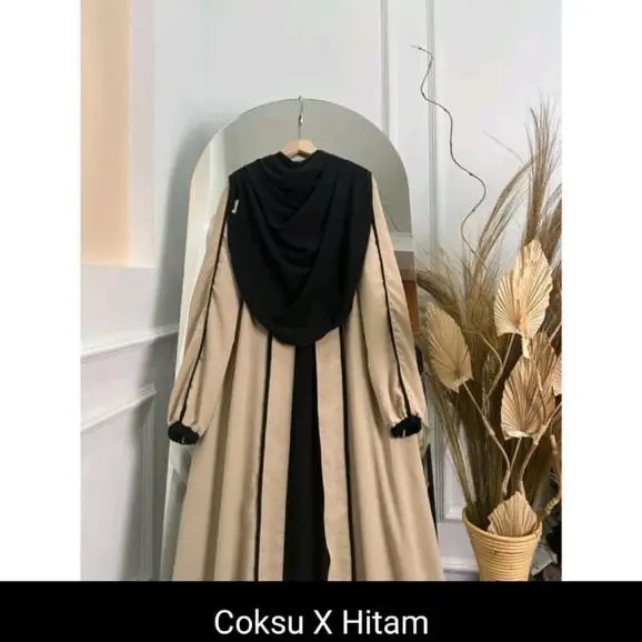 Abaya salma kombinasi bhan cringkl Airplow adem nyaman saat di pakai gak bikin gerah Crinkle Airflow Muslim Lebaran