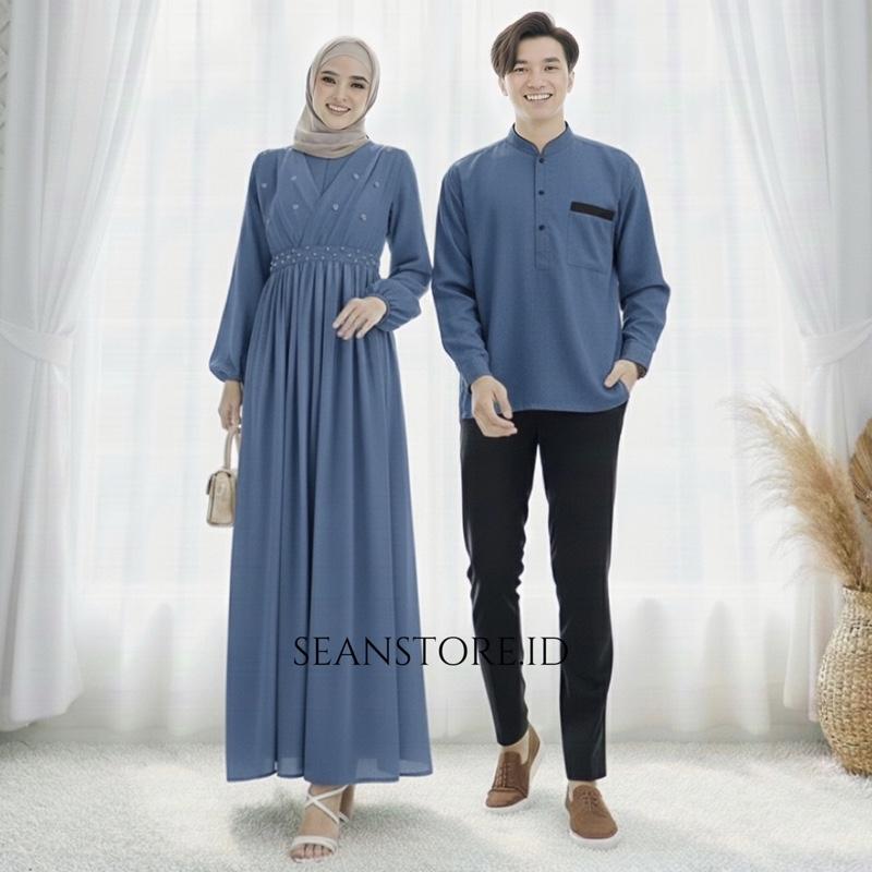NEW - BAJU PASANGAN KOKO LENGAN PANJANG / SET COUPLE VIRAL 2 UKURAN / CP SUAMI ISTRI GAMIS LEBARAN SIMPLE MUSLIM FASHION