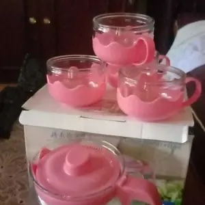 Set Tea Pot Warna + 4 Cangkir Gelas + double packing untuk Kitchenware dan Juicer