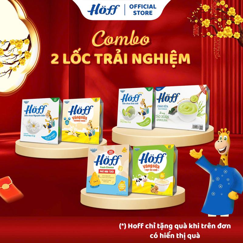  Combo 2 lốc trải nghiệm sữa chua váng sữa cháo sữa Hoff  55g hộp  