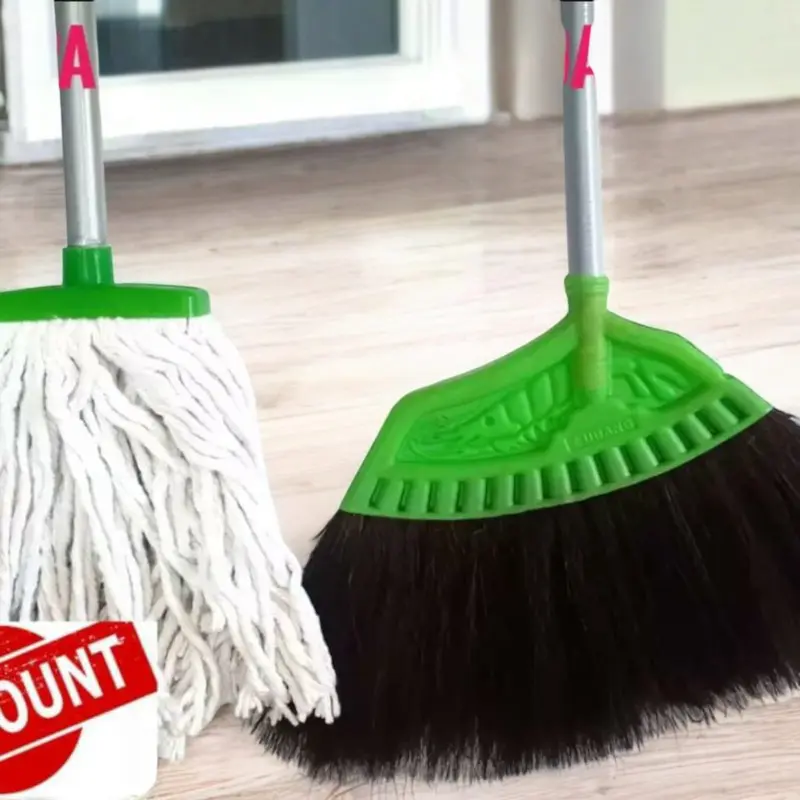 PAKET SAPU IJUK DAN PEL LANTAI GAGANG KAYU LAKOP Plastik 1