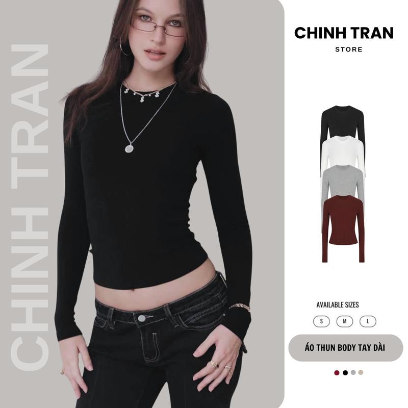 Áo Thun Dài Tay Chất Cotton Co Giãn Mềm Mịn Cổ Tròn Body Tay Dài Nhiều Màu