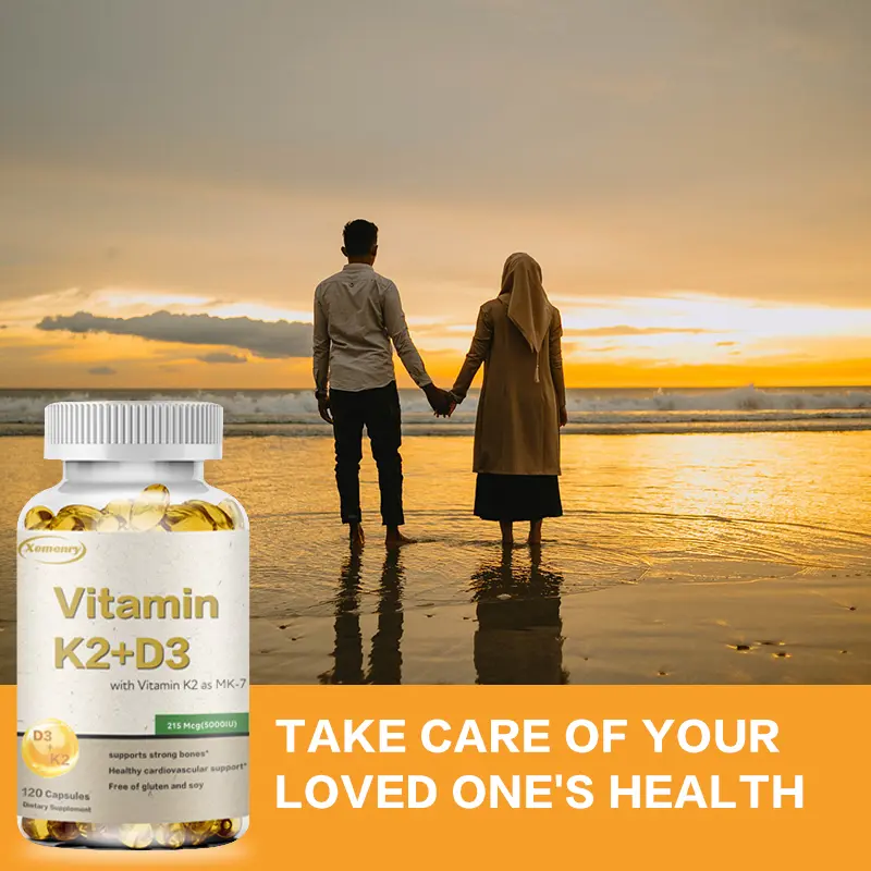 Xemenry - Vitamin D3 2000IU + K2 (MK7) 100mcg with Organic Extra Virgin Coconut Oil - Supports Calcium Absorption, Bone & Immune Health - Non-GMO, 120 Capsules 1