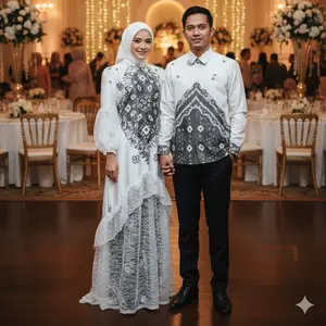 Gamis binor jumputan couple/ jumputan Palembang/gamis pesta/ gamis lebaran/sarimbit jumputan
