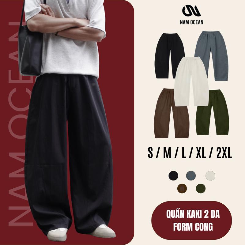 Nam Ocean - Quần Nam Nữ Ống Rộng Unisex Chất Kaki 2 Da M07 Phong Cách Hàn Quốc Mẫu Mới 2026