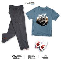 Gambar MAXIMO.CO Setelan Baju Kaos Anak Off Road Brown dan Celana Kargo Parasut Panjang Usia 3-12 Tahun - K. Pndk Denim Offroad Brown + parasut pjg hitam, Setelan M dari Maximo Clothing Store Kab. Bandung 1 Tokopedia