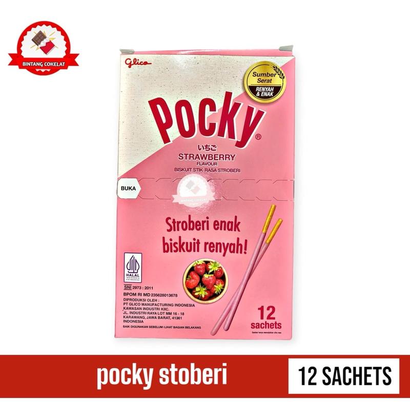 Pocky 1 Kotak Isi 12 Sachet dengan 2 Variasi Rasa Coklat & Stroberi - Makanan Coklat - Food Chocolate Camilan Cokelat Snack Cemilan Manis Keripik 4