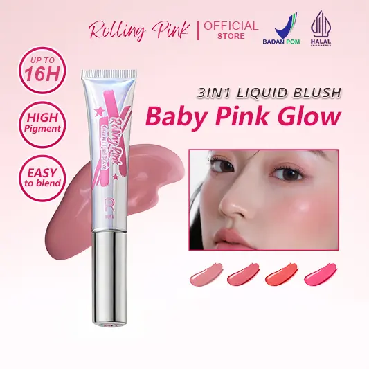 Blush Cair BPOM HALAL Viral TikTok｜Natural Flush Baby Glow｜Soft Blur Dewy Finish｜Airy Glass Skin Look｜3in1 Lip & Cheek｜RollingPink