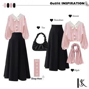 Oneset 4in1 [Sweater Pita + Rok + Tas Serut + Pashmina] outfit lebaran 2025 KS 0050