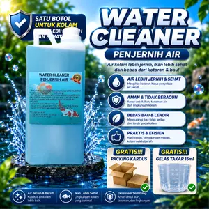 Penjernih Air Aquarium dan Kolam 1 Liter Water Cleaner Berkualitas Tinggi dari Jepang untuk Kejernihan Cepat & Kesehatan Ikan Dosis 10ml untuk 100 Liter Air GRATIS Packing Kardus & Gelas Takar 15ml