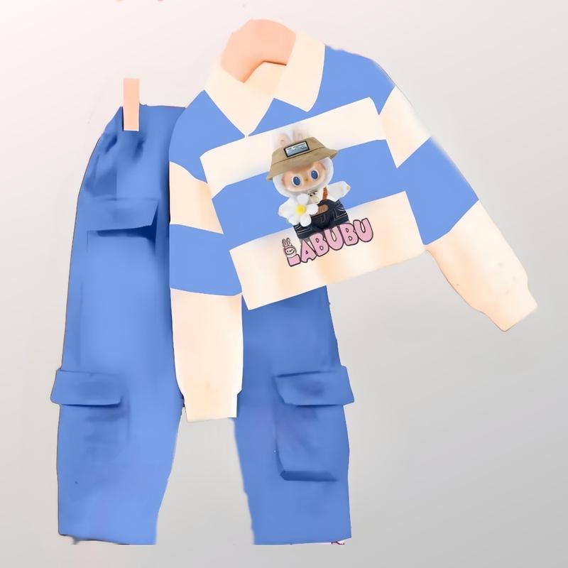 Product Introduction of Baju labubu anak lengan panjang set celana joger model kerah usia 3-12 tahun Setelan Fashion 7