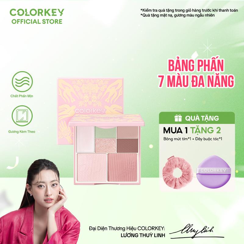 Bảng Phấn Mắt 7 Màu Trang Điểm Đa Năng COLORKEY Phiên Bản Hoa Cỏ