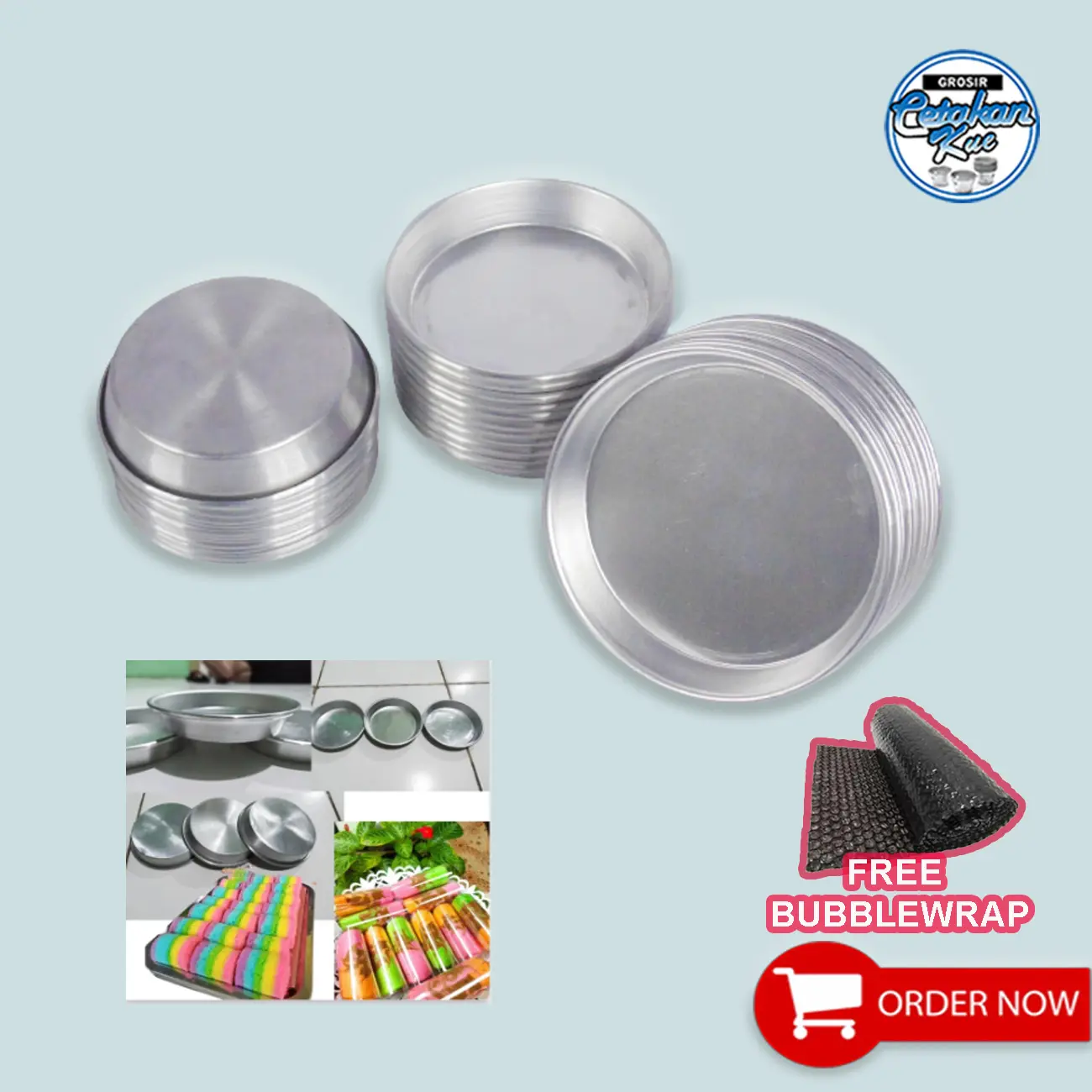 ISI 12 PCS - LOYANG | CETAKAN PIZZA BOLU LIPAT UK. MINI 9,10,12 BAHAN ALUMINIUM PRESS Kitchenware