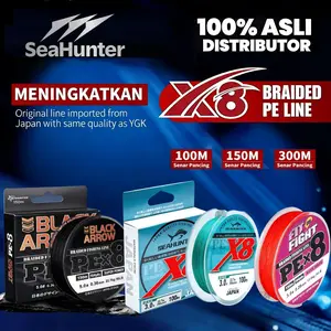 [Diperbarui Baru] SeaHunter Blue Shark PE X8 Senar Pancing 150 Meter, 300Meter/100 Meter PE Braided Fishing Lines 8 Untaian Kepang Senar PE Multifilamen Kualitas Jepang Senar Utama Kekuatan Tinggi Fit or Fight X8 Black Arrow PE Senar#Seasir Umpan Joran PE