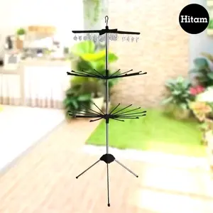 Jemuran Baju 3 Susun Simpel Hitam Bisa Diletakkan Didalam Ruangan Dan Diluar Ruangan Cocok Untuk Pakaian