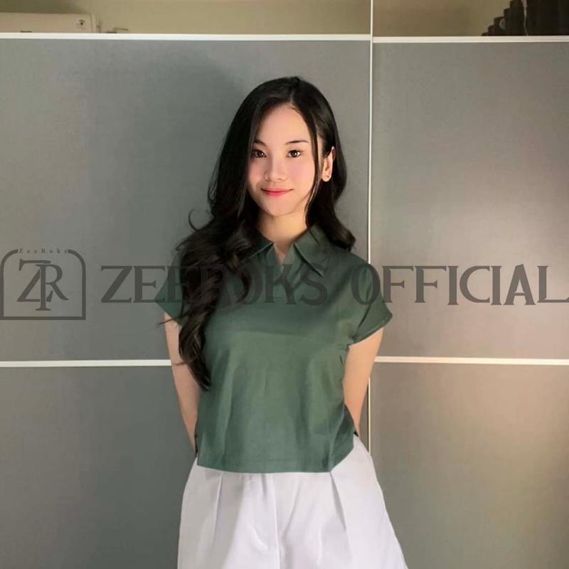 Product Introduction of baju wanita crop top leher kerah polo lengan pendek terbaru bahan cotton combed 14