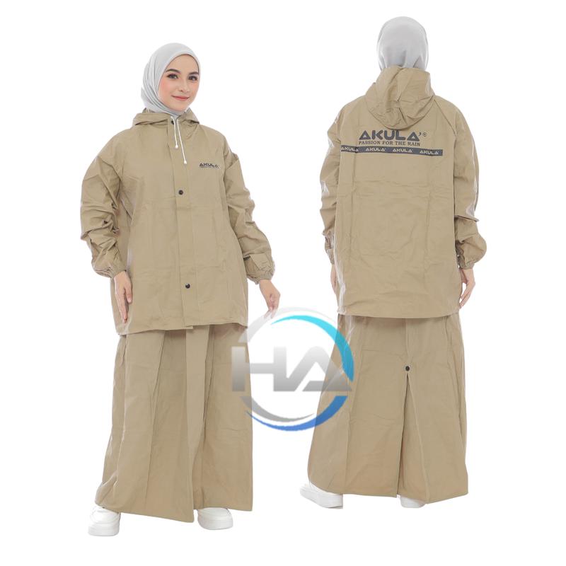 Jas hujan Akula Setelan Rok Wanita New Produk Terbaik Anti Rembes Best Quality Mocca 0